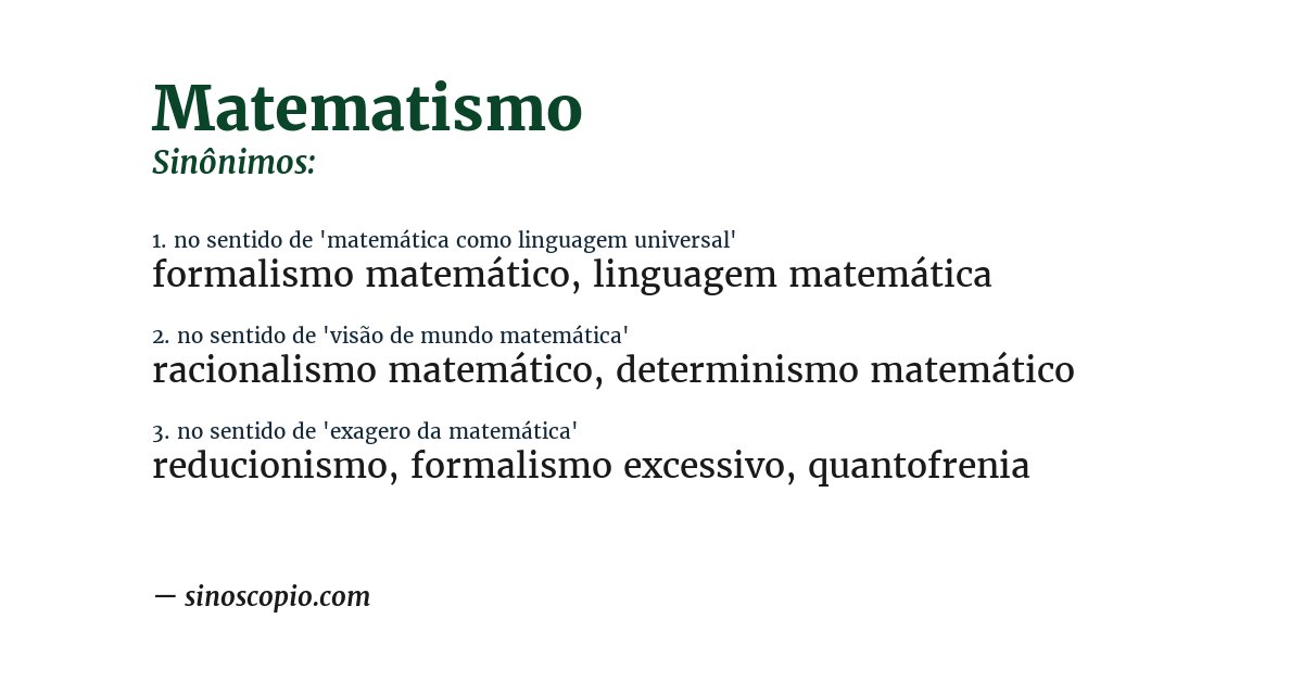 Sinônimo de matematismo