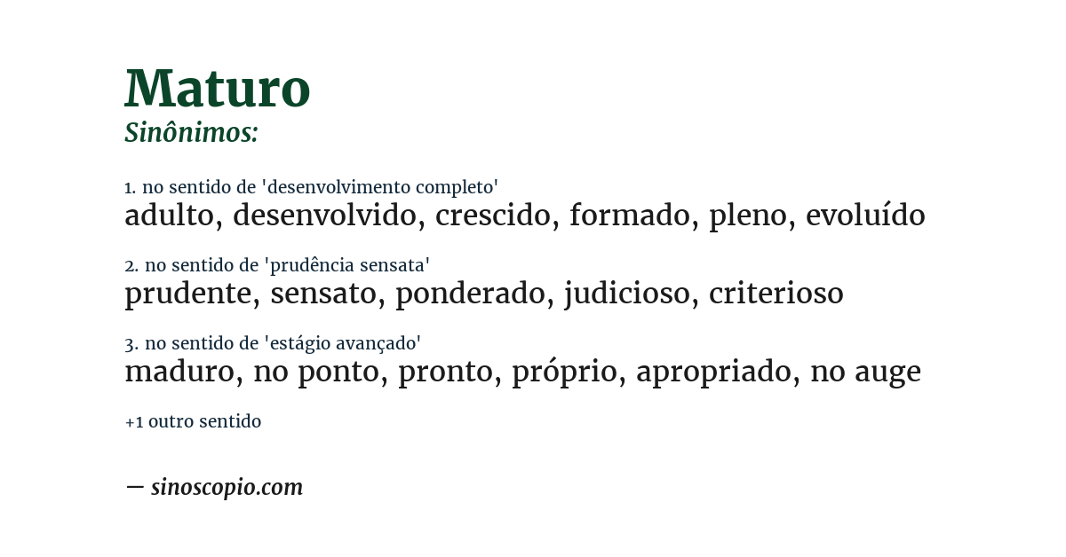 Sinônimo de maturo