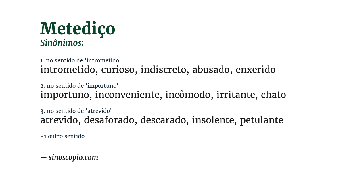 Sinônimo de metediço