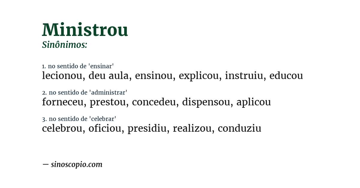 Sinônimo de ministrou