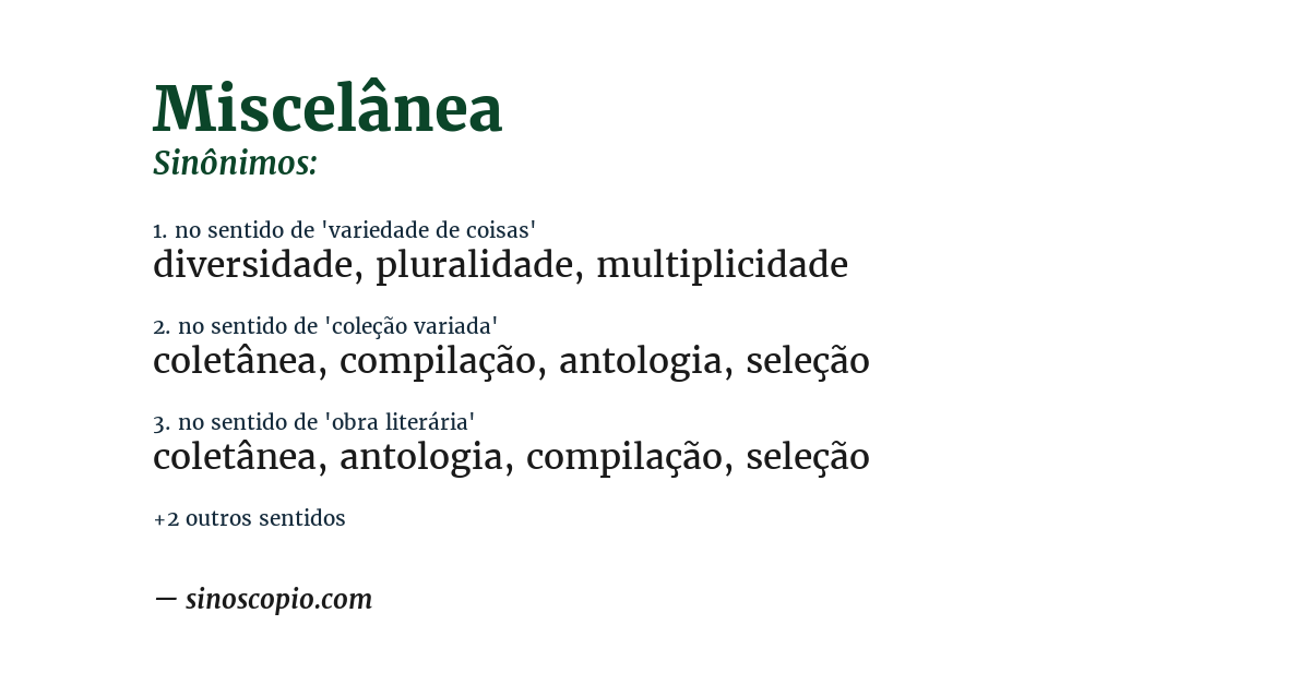 Sinônimo de miscelânea