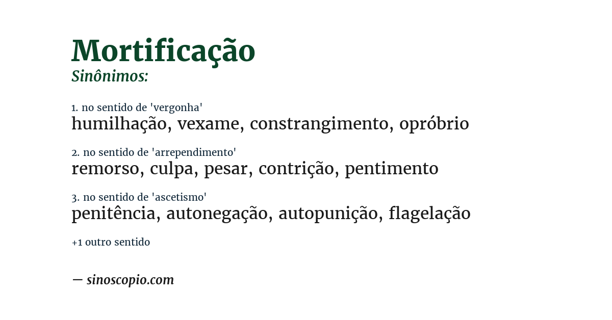 Sinônimo de mortificação