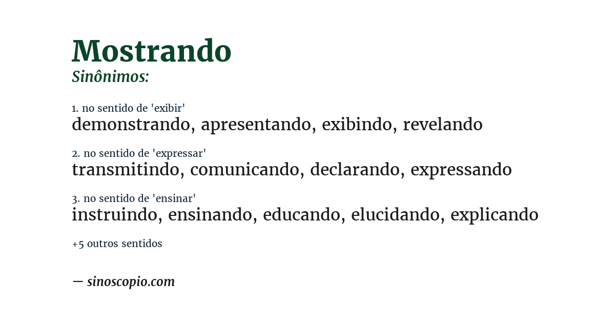 Sinônimo de mostrando