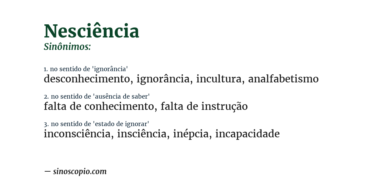 Sinônimo de nesciência