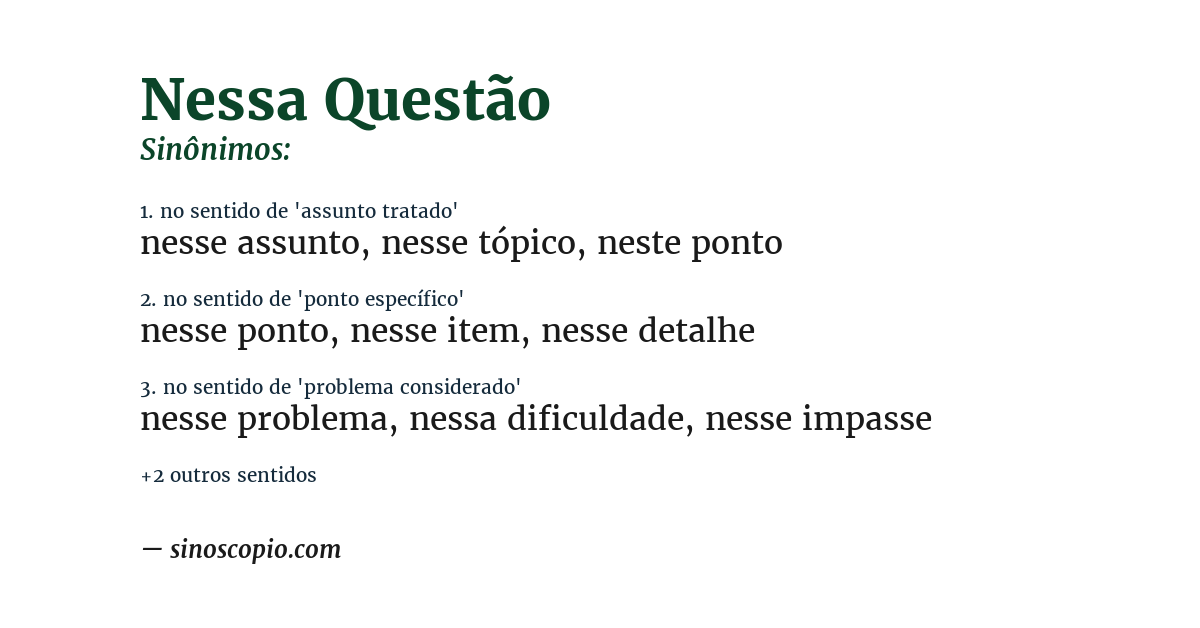 Sinônimo de nessa questão