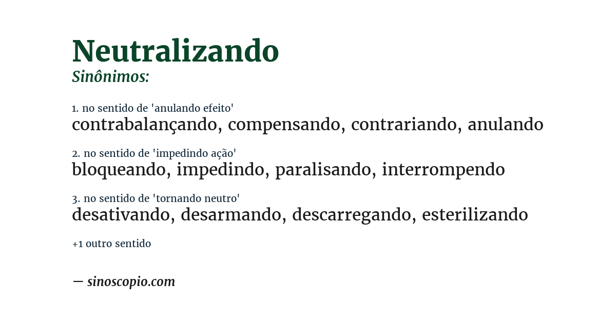 Sinônimo de neutralizando