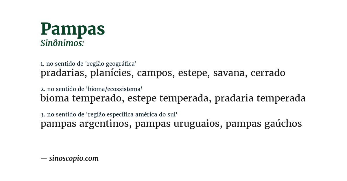 Sinônimo de pampas