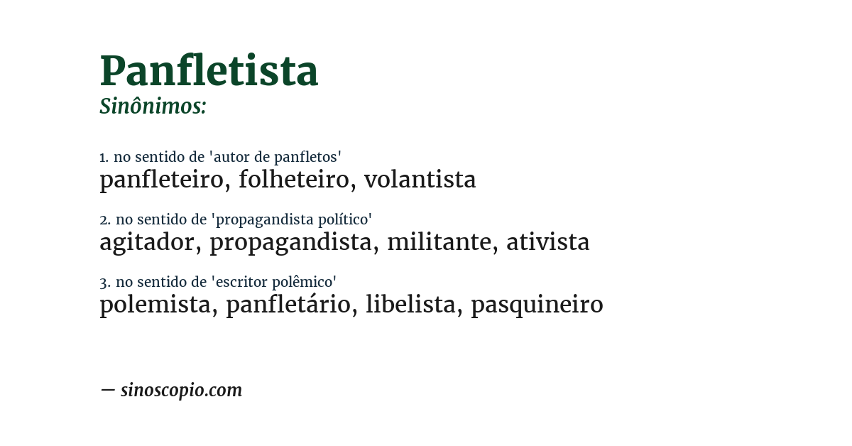 Sinônimo de panfletista
