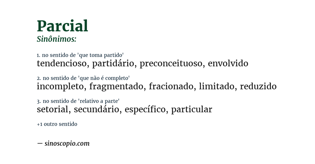 Sinônimo de parcial