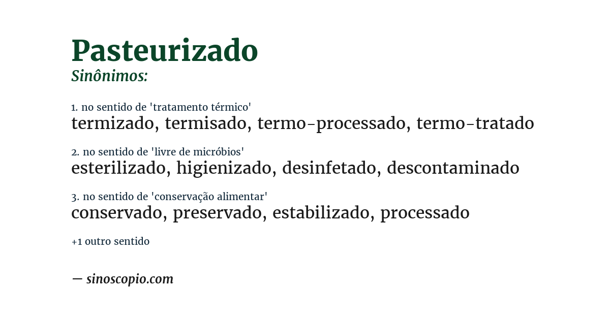 Sinônimo de pasteurizado
