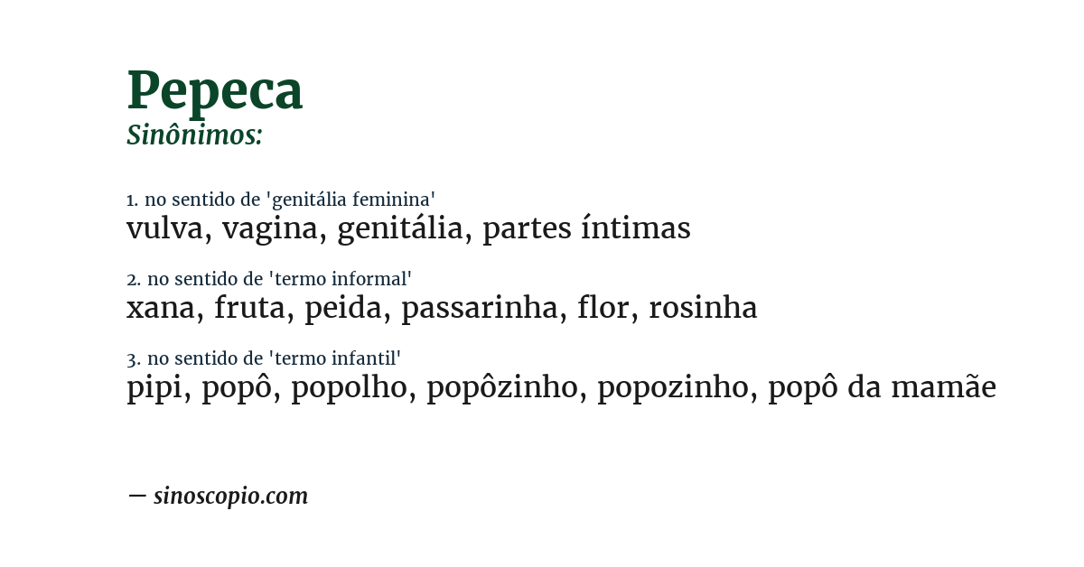 Sinônimo de pepeca