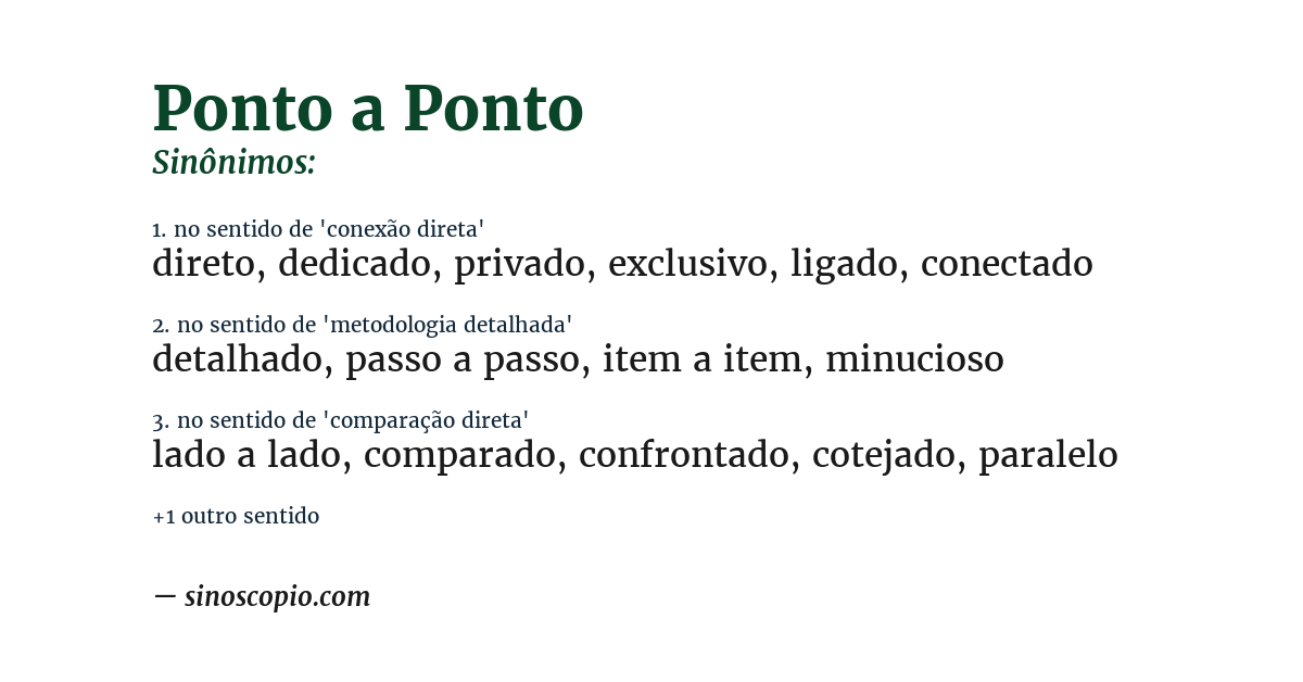 Sinônimo de ponto a ponto