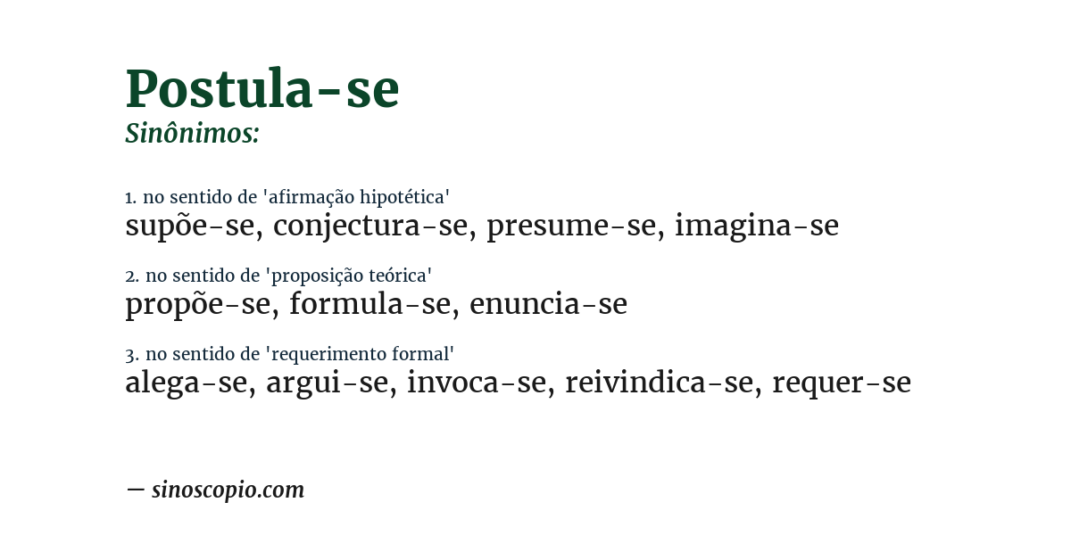 Sinônimo de postula-se