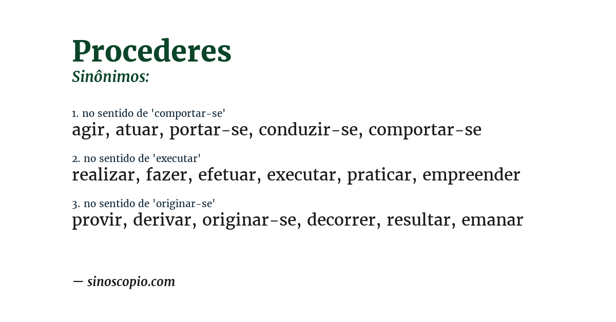 Sinônimo de procederes