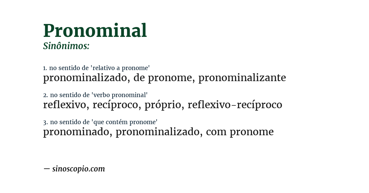 Sinônimo de pronominal