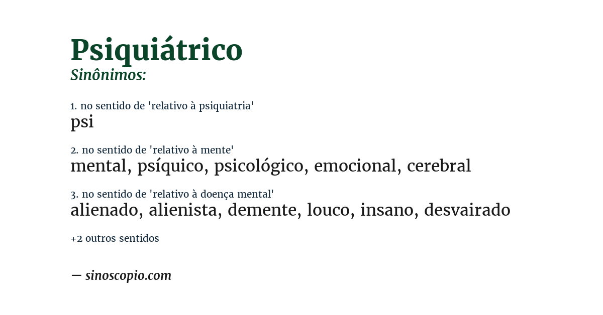 Sinônimo de psiquiátrico
