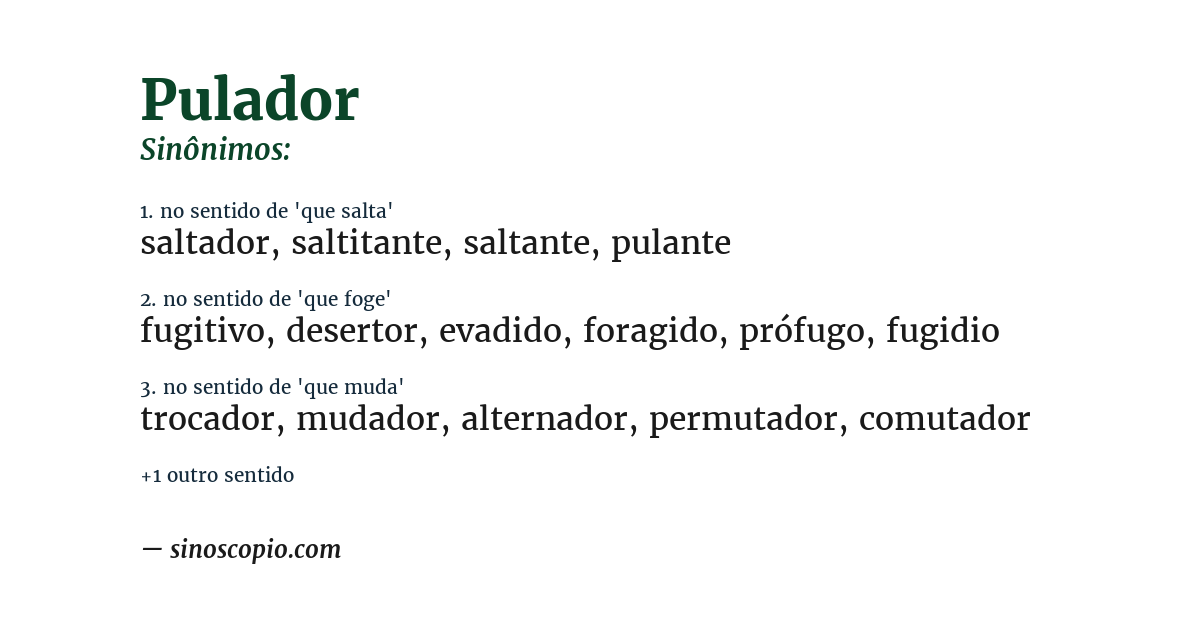 Sinônimo de pulador