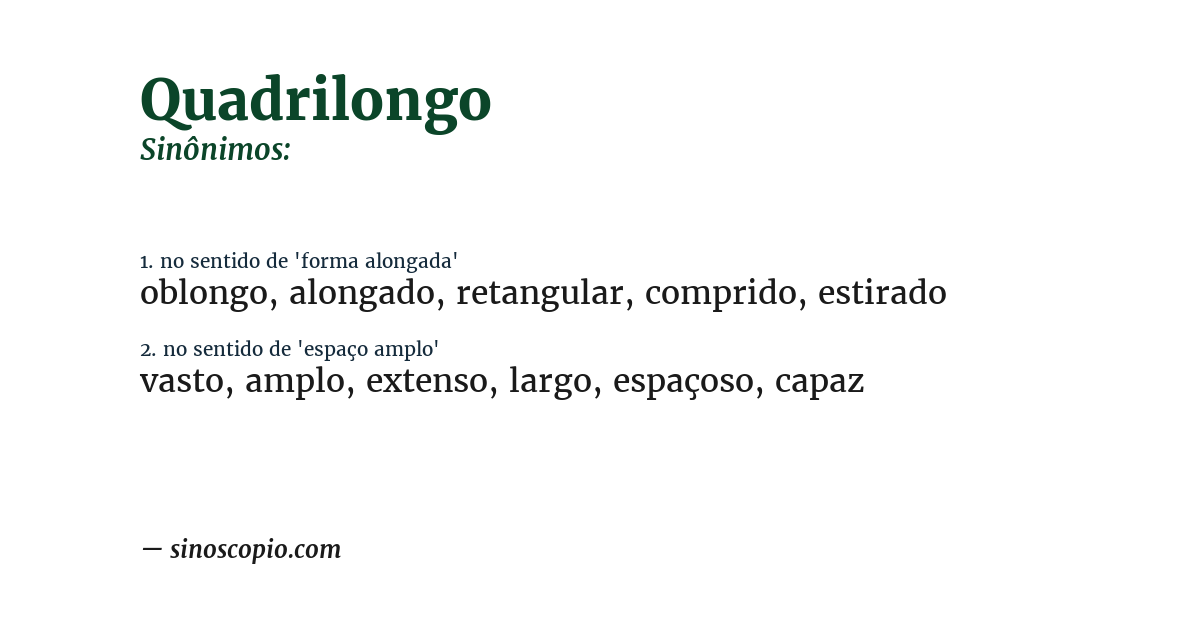 Sinônimo de quadrilongo