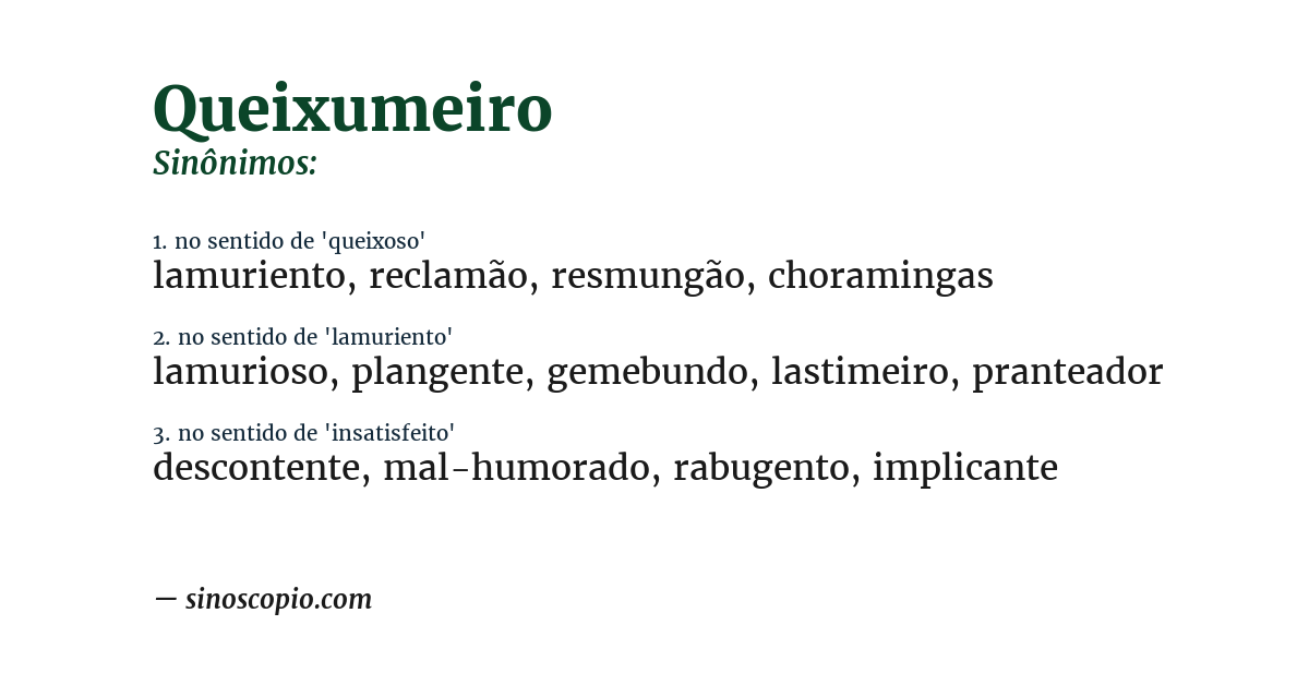 Sinônimo de queixumeiro