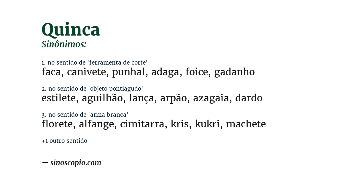 Sinônimo de quinca