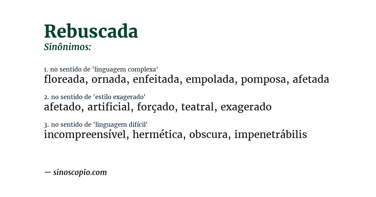 Sinônimo de rebuscada