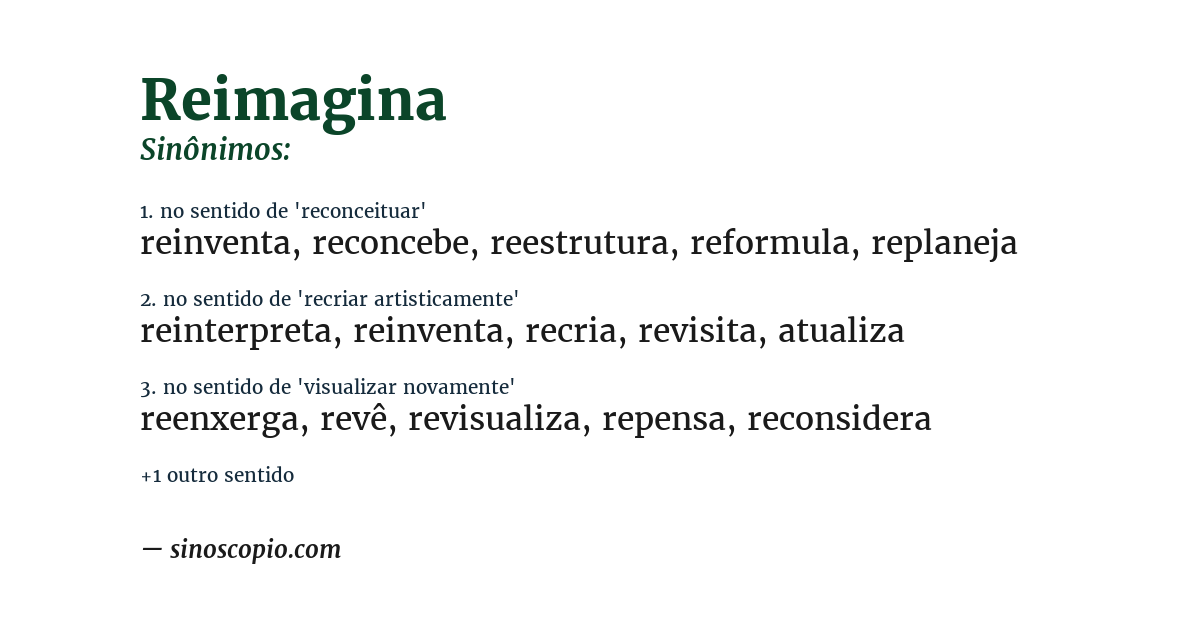 Sinônimo de reimagina