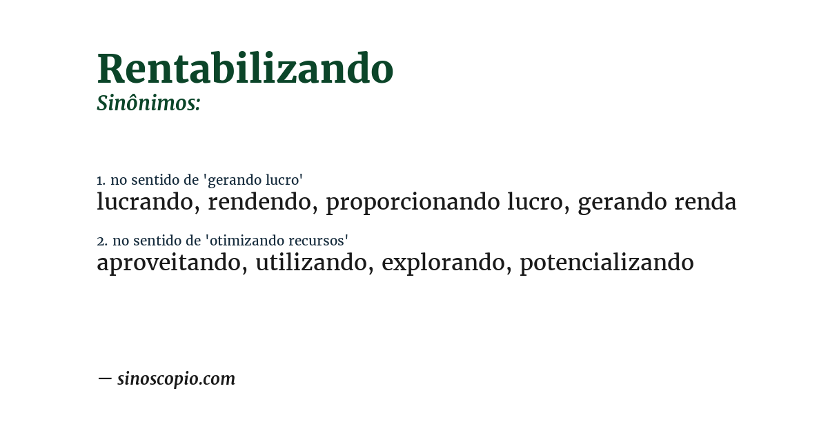 Sinônimo de rentabilizando