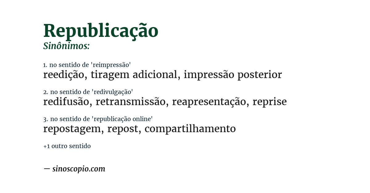 Sinônimo de republicação