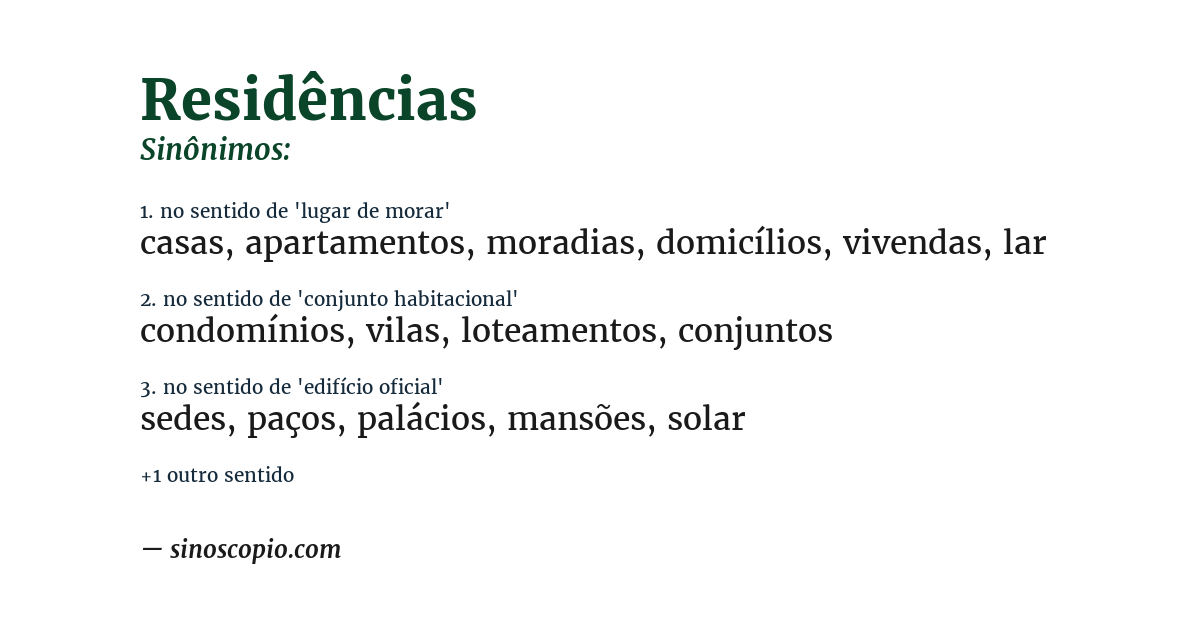 Sinônimo de residências