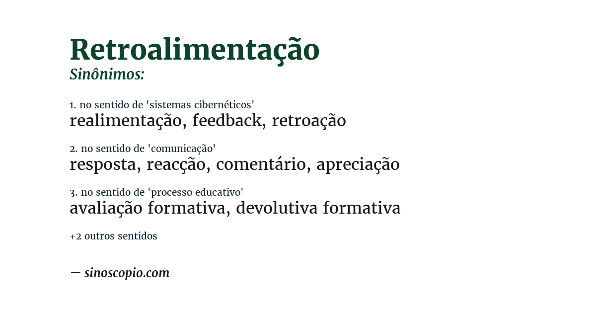 Sinônimo de retroalimentação