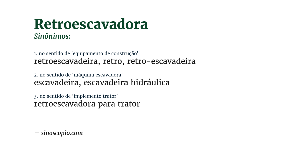 Sinônimo de retroescavadora