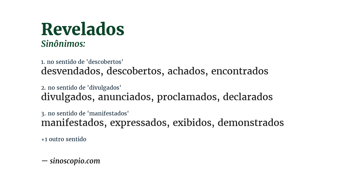 Sinônimo de revelados