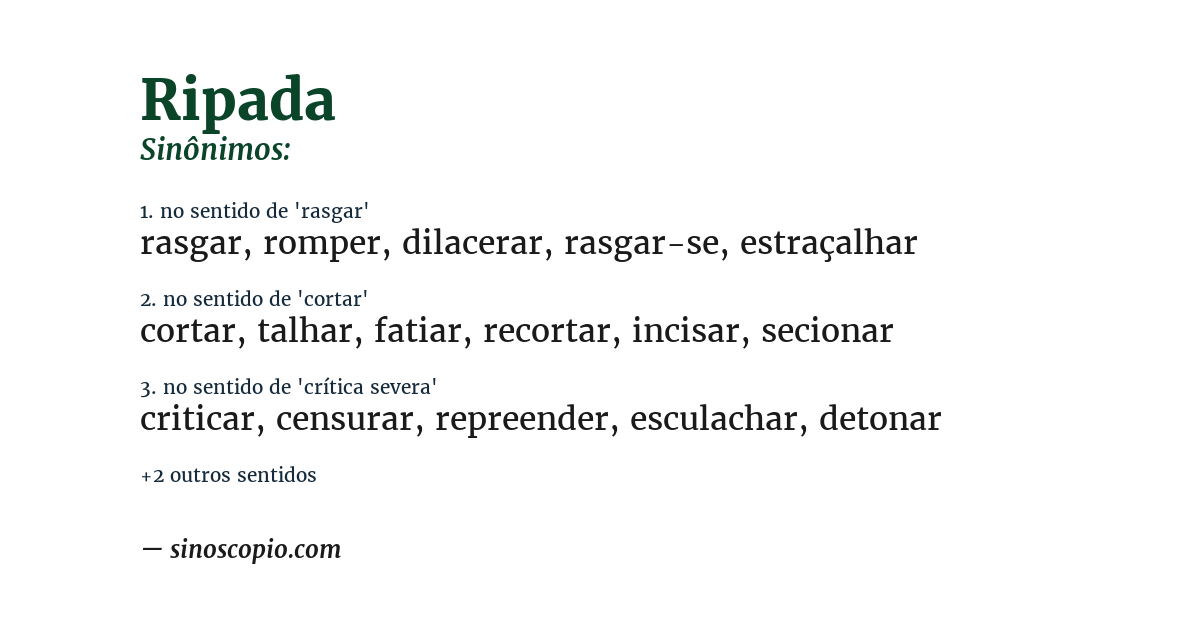 Sinônimo de ripada