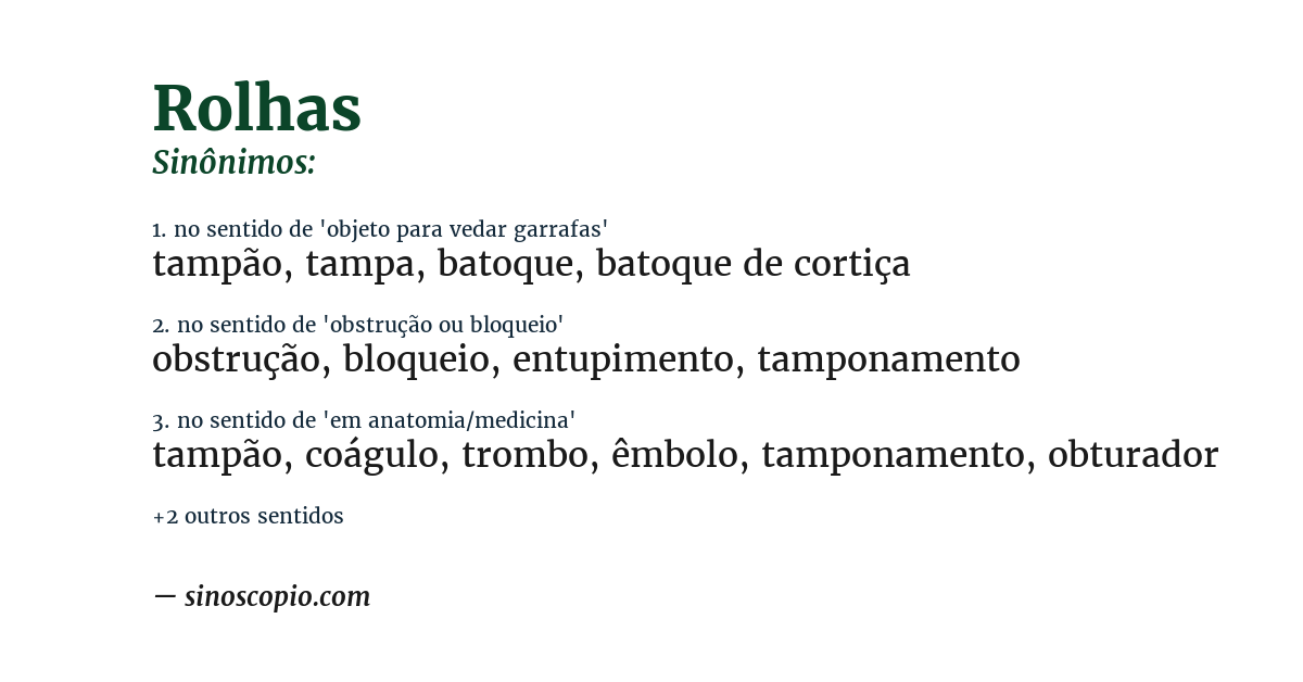 Sinônimo de rolhas
