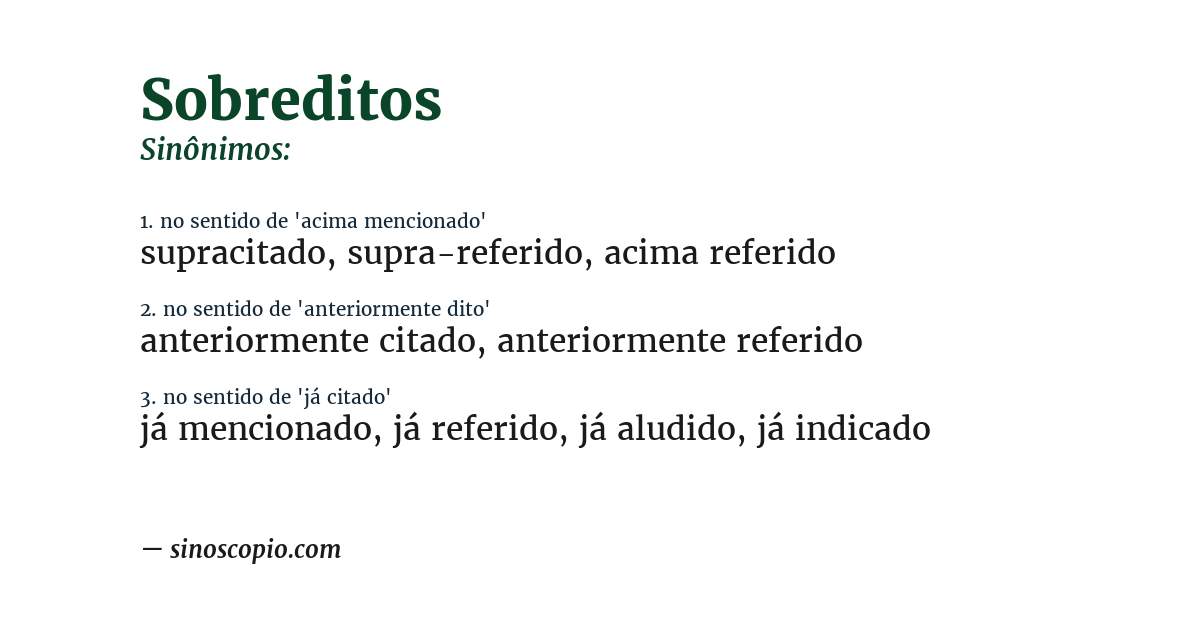 Sinônimo de sobreditos