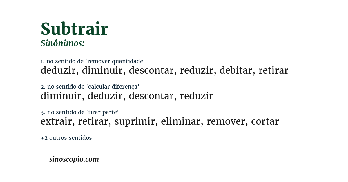 Sinônimo de subtrair