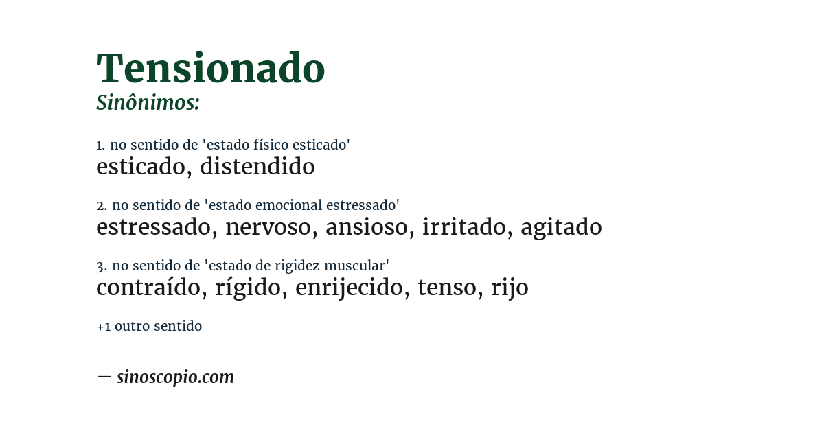 Sinônimo de tensionado