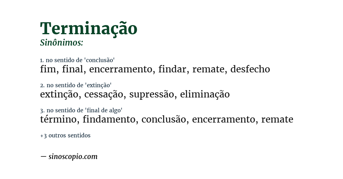 Sinônimo de terminação