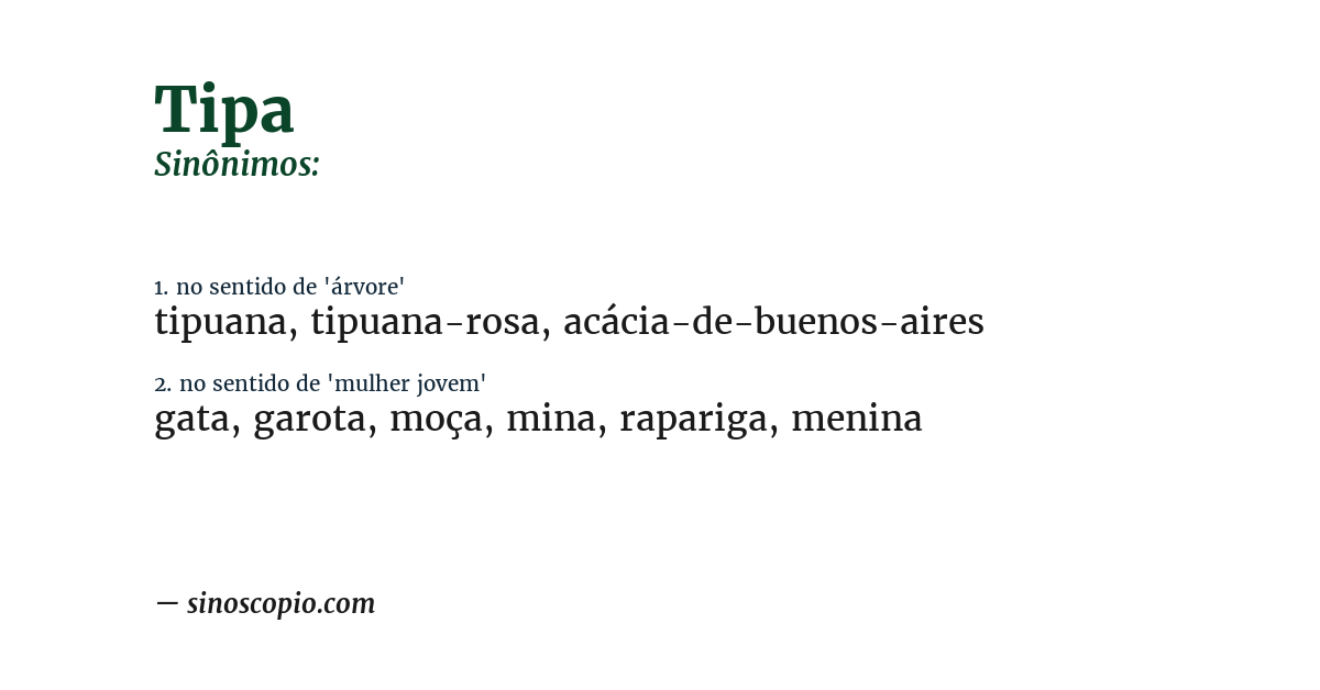 Sinônimo de tipa