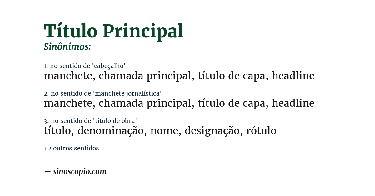 Sinônimo de título principal