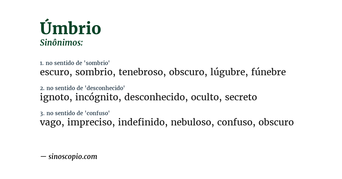 Sinônimo de úmbrio