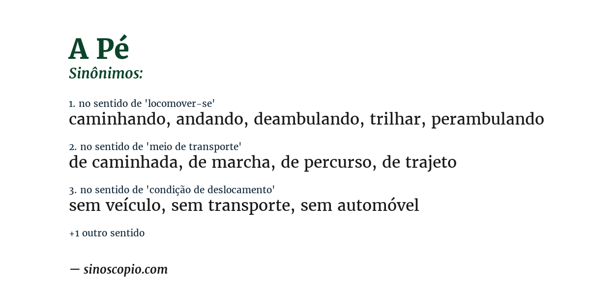 Sinônimo de a pé