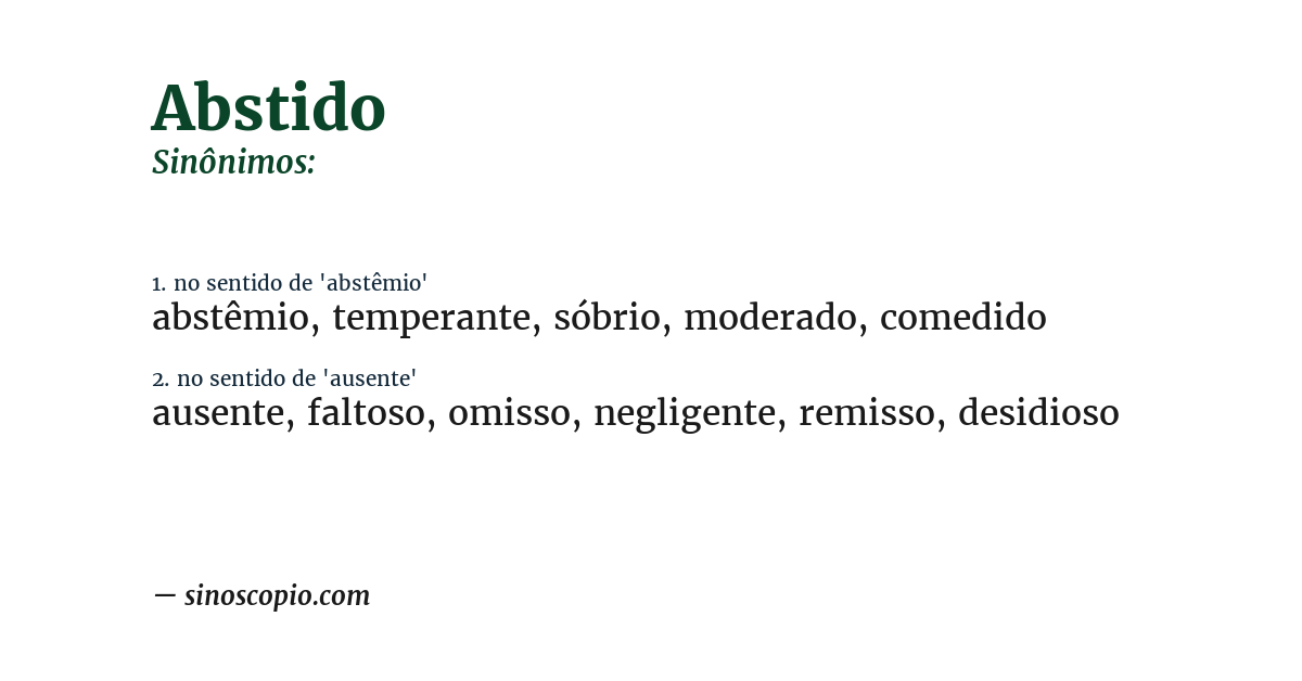 Sinônimo de abstido