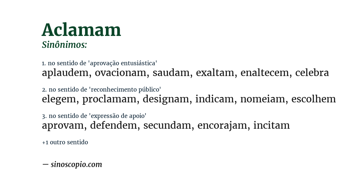 Sinônimo de aclamam