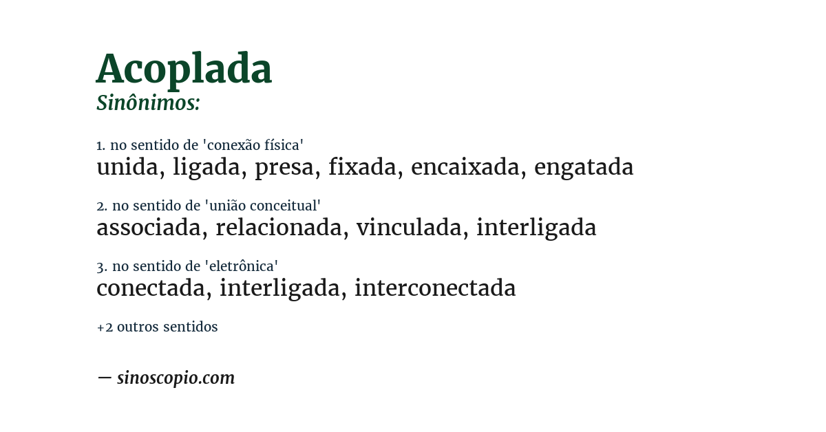 Sinônimo de acoplada