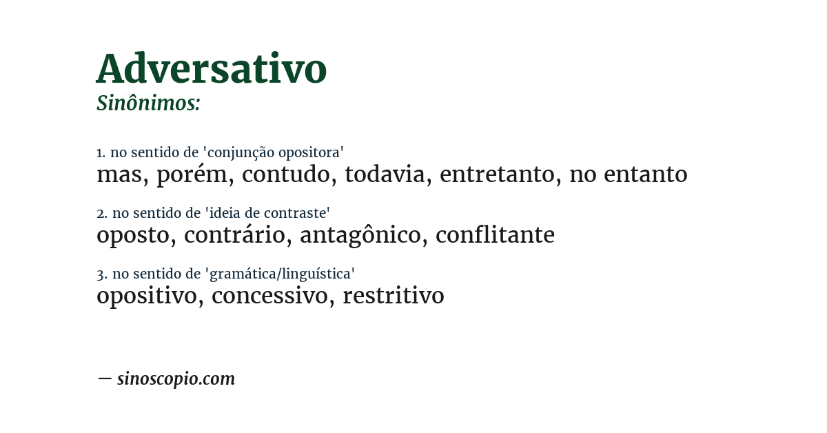 Sinônimo de adversativo