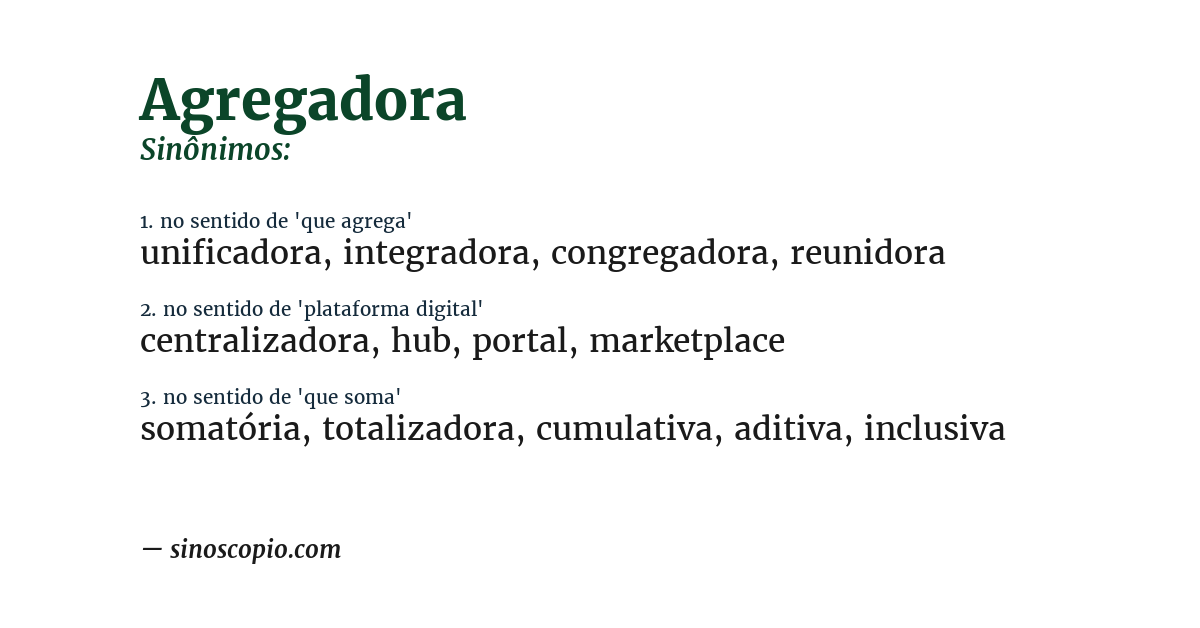 Sinônimo de agregadora