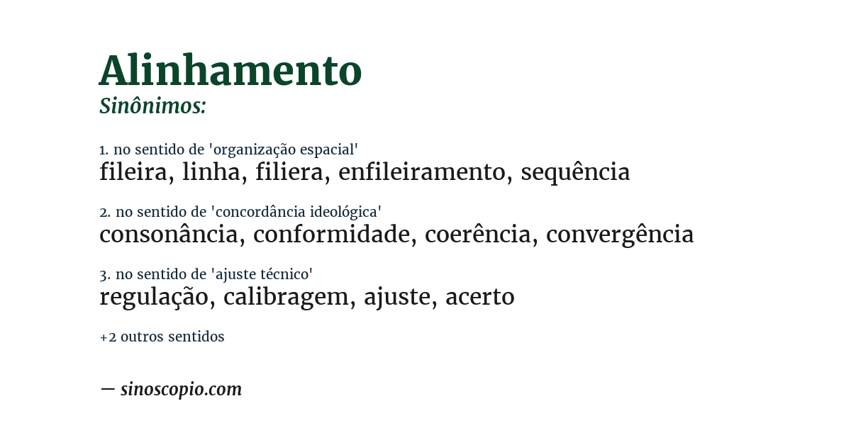 Sinônimo de alinhamento