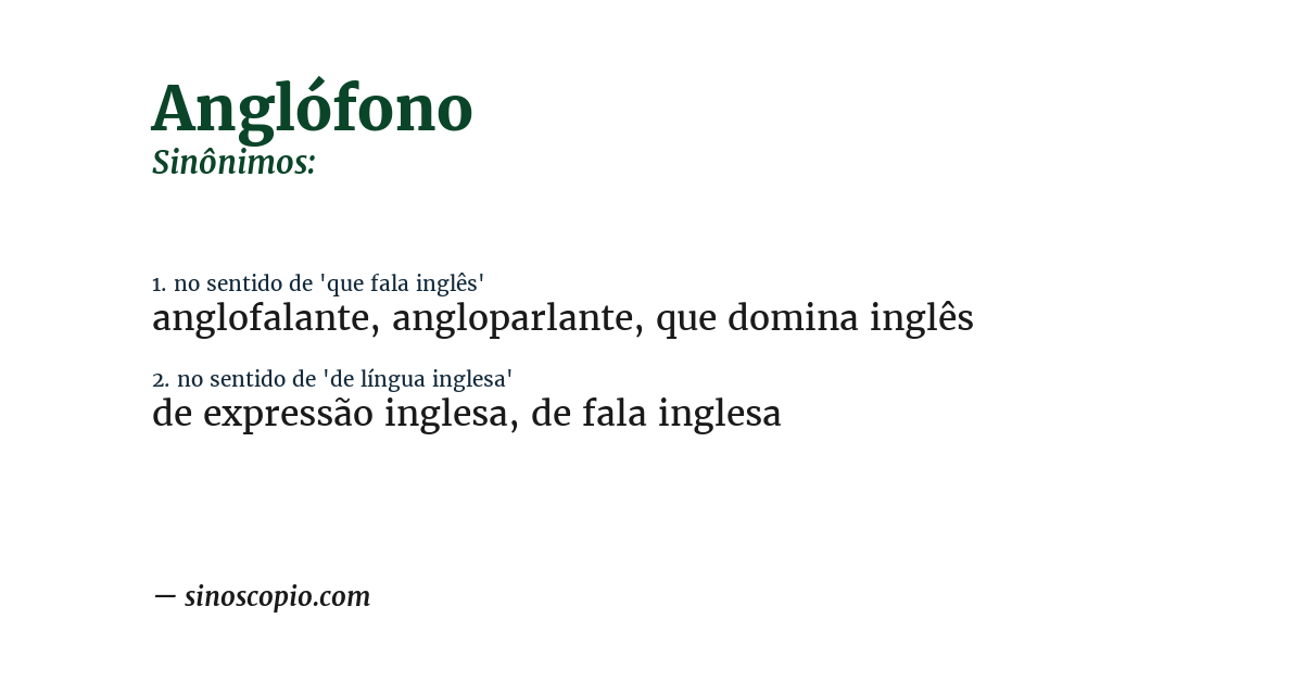 Sinônimo de anglófono