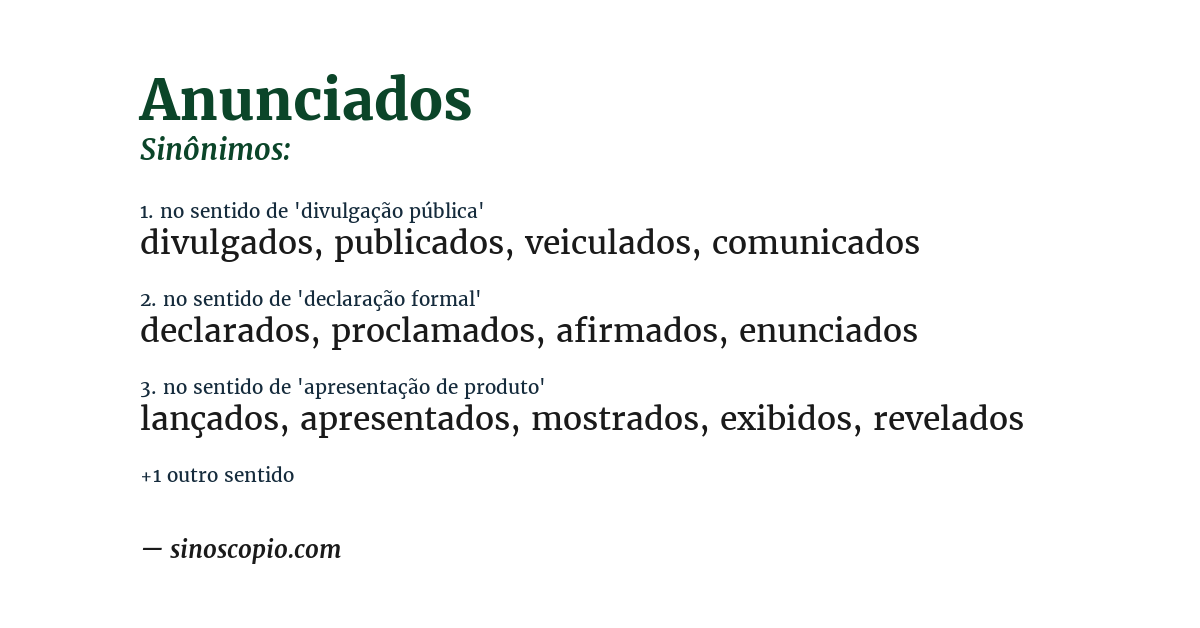 Sinônimo de anunciados